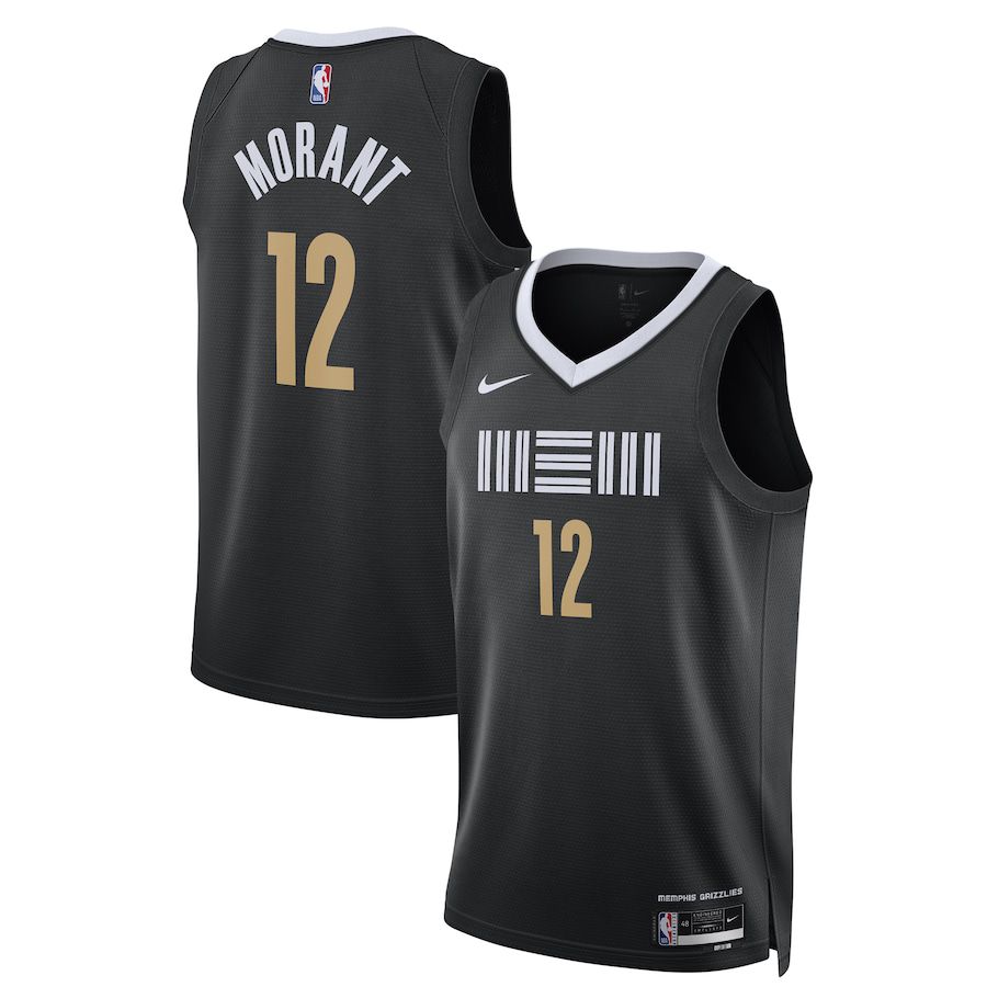 Men Memphis Grizzlies #12 Ja Morant Nike Black City Edition 2023-24 Swingman NBA Jersey->memphis grizzlies->NBA Jersey